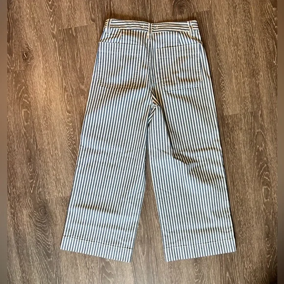 Madewell Blue and White Stripe Emmett Wide-Leg Crop Pant - Picture 5 of 7